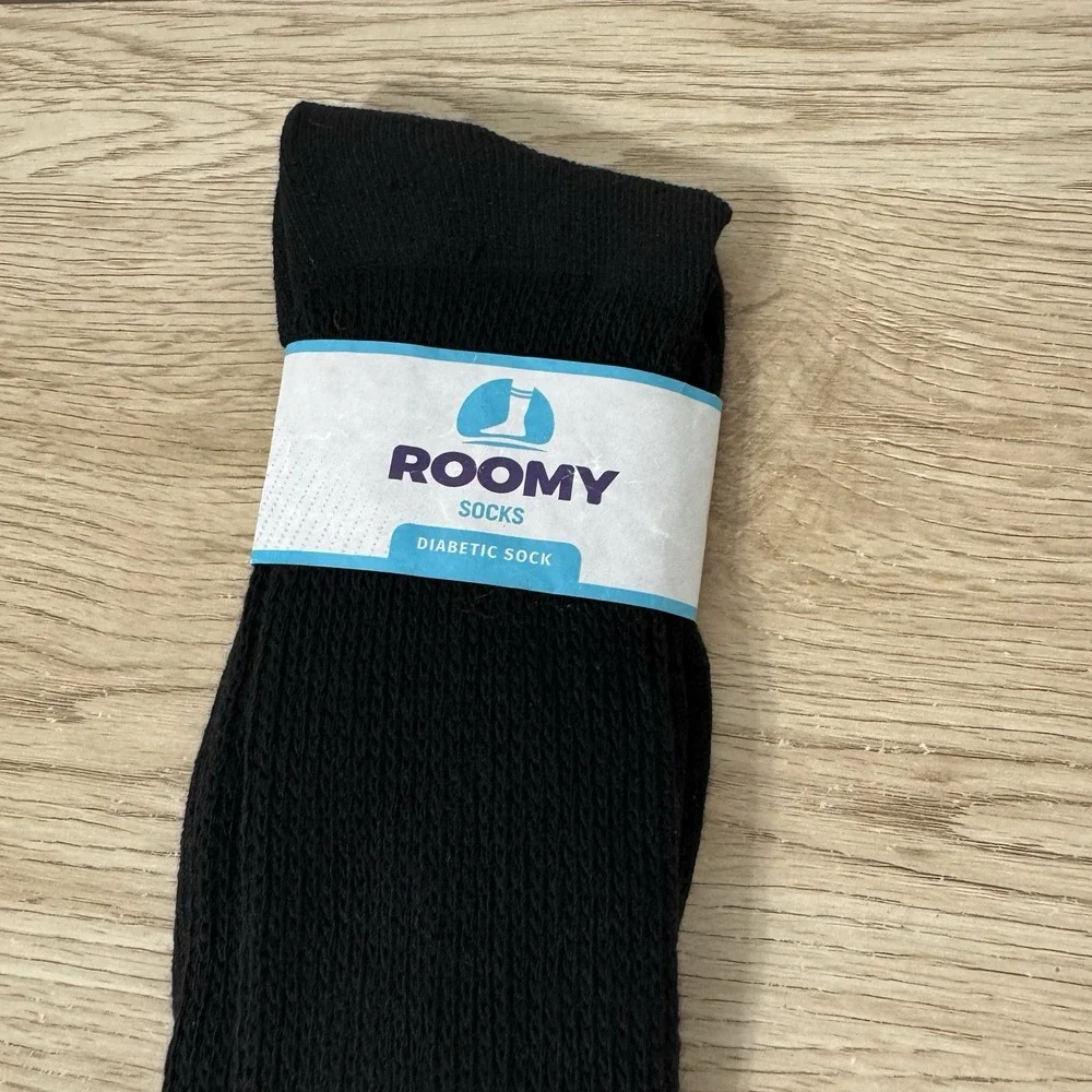Roomy Socks Black Diabetic Socks‎ J900L OTC Mens Size 10-13 Acrylic & Polyester